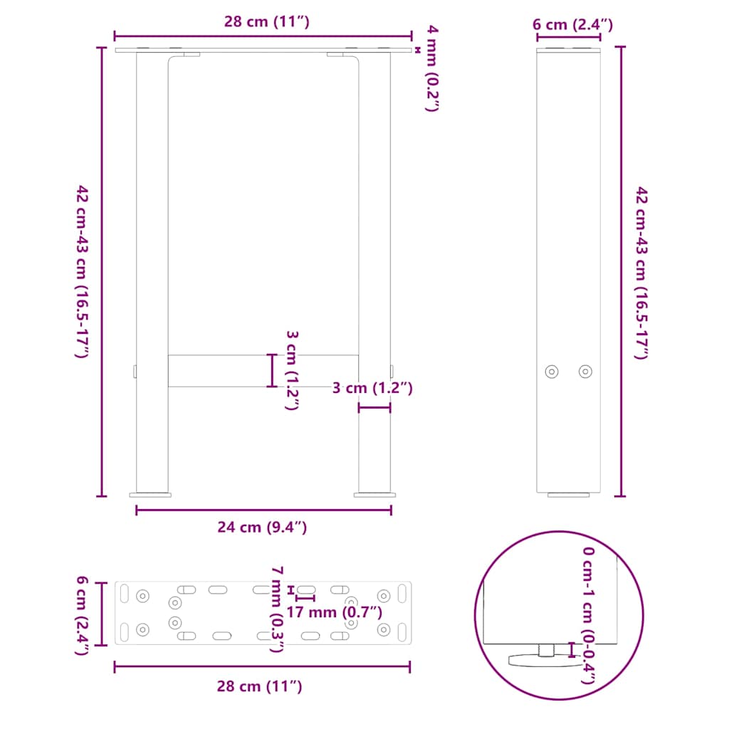2 db natúr acél dohányzóasztal láb 28 x (42-43) cm acél 10