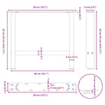 2 db fekete acél dohányzóasztal láb 50 x (42-43) cm 10