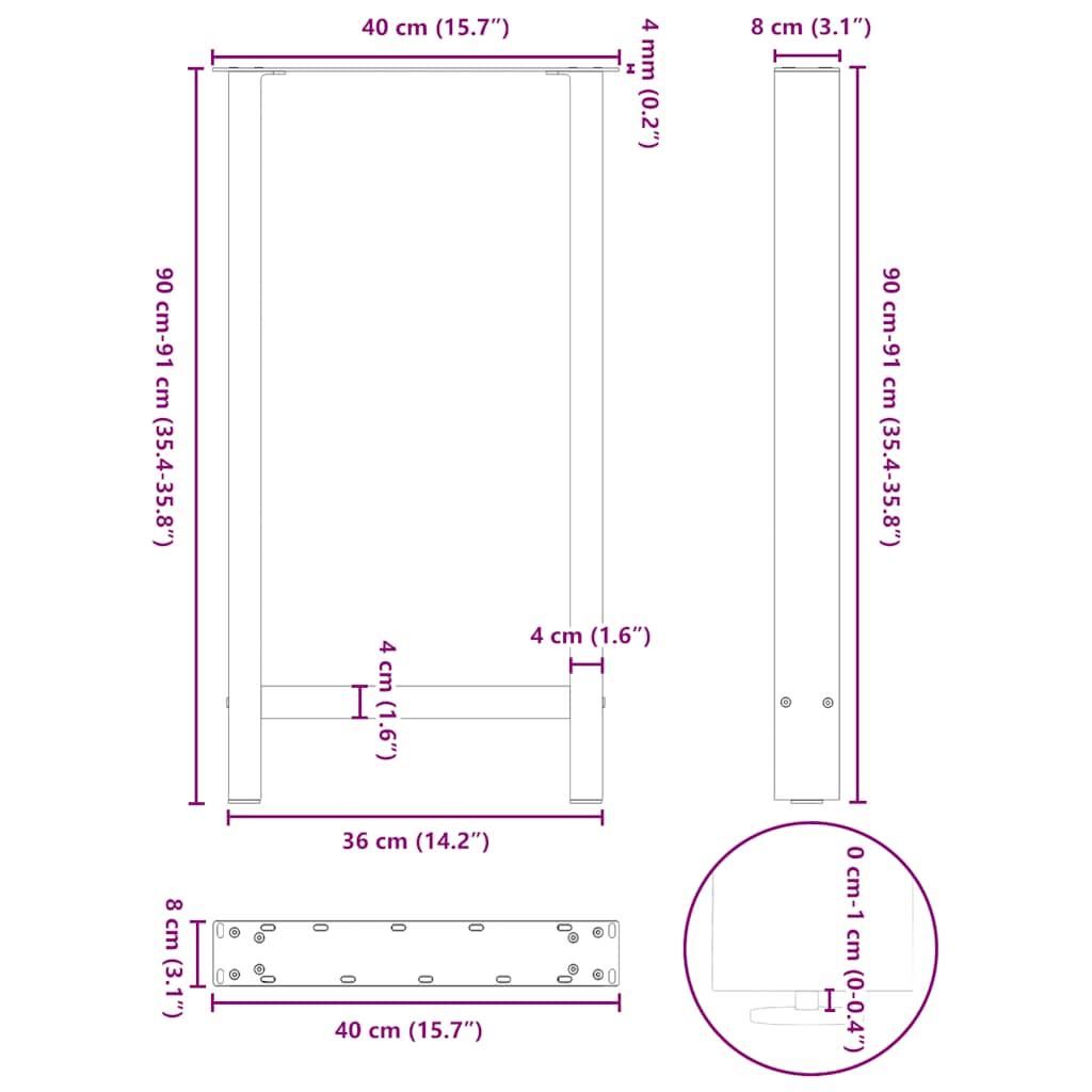 2 db antracitszürke acél bárasztalláb 40x(90-91) cm 10