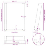 2 db fekete, U alakú acél dohányzóasztal láb 38x(42-43) cm 10