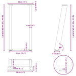 2 db U alakú natúr acél konzolasztal láb 38x(72-73) cm 10