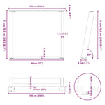 2 db U alakú étkezőasztal láb natúr acélból 100 x (72-73) cm acél 10