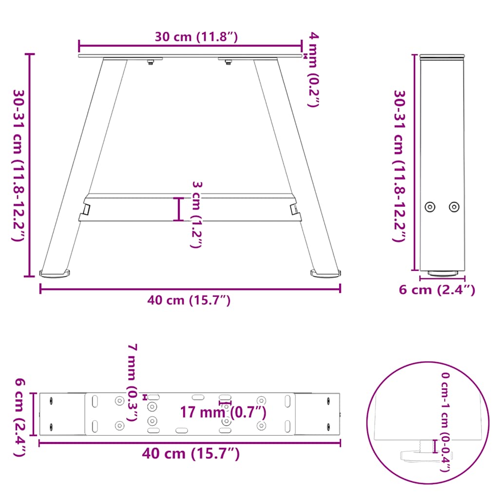 2 db A-alakú fehér dohányzóasztal láb 40 x (30-31) cm acél 10