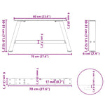 2 db antracitszürke A-alakú acél dohányzóasztal láb 70x(30-31) cm 10