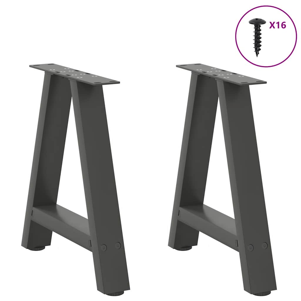 2 db antracitszürke A-alakú acél dohányzóasztal láb 38x(42-43) cm 3