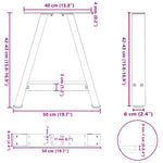 2 db fekete, A-alakú acél dohányzóasztal láb 50 x (42-43) cm 10