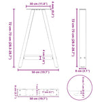2 db fehér A-alakú étkezőasztal láb 50 x (72-73) cm acél étkezőasztal láb 10