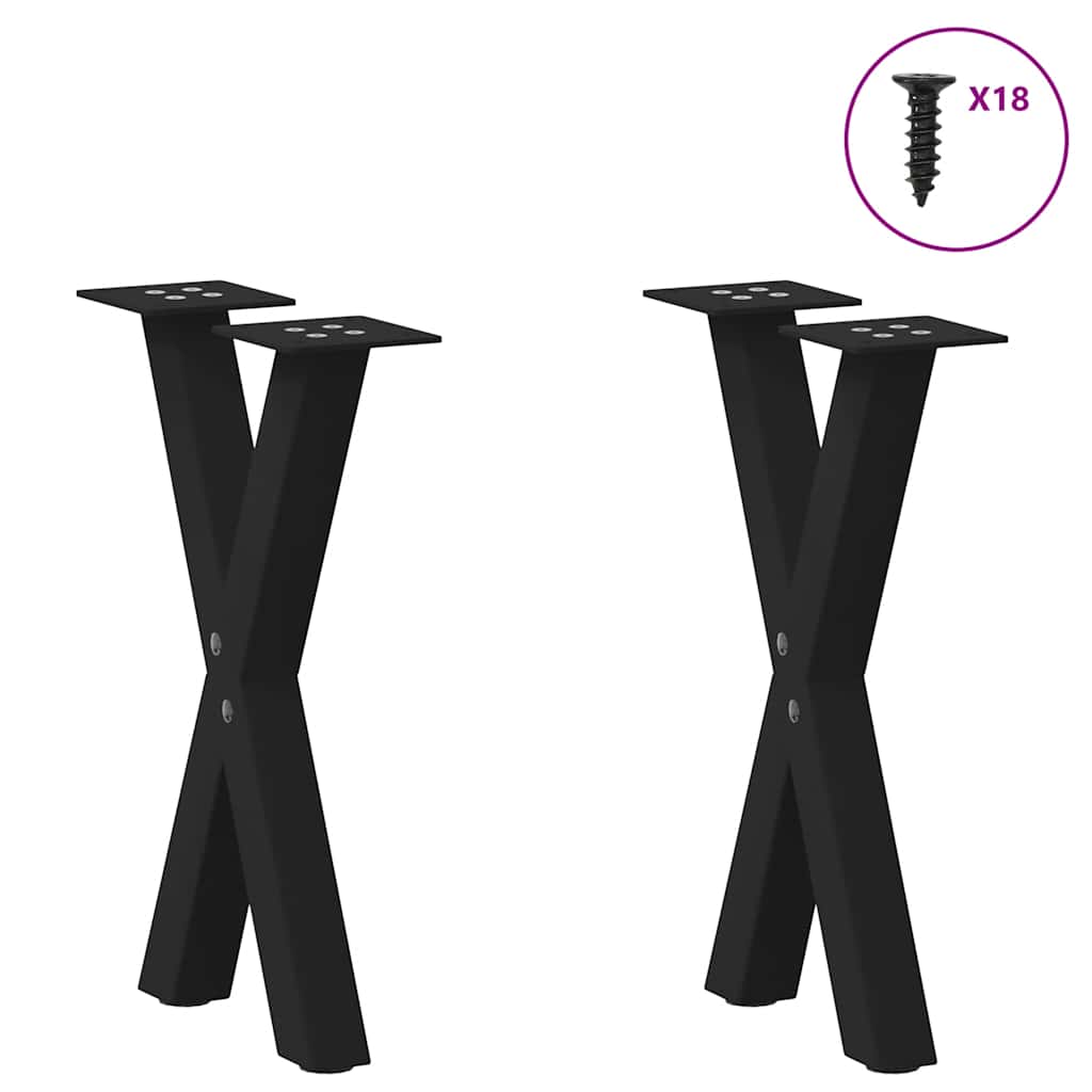 2 db fekete, X alakú acél dohányzóasztal láb 28 x (42-43) cm 3