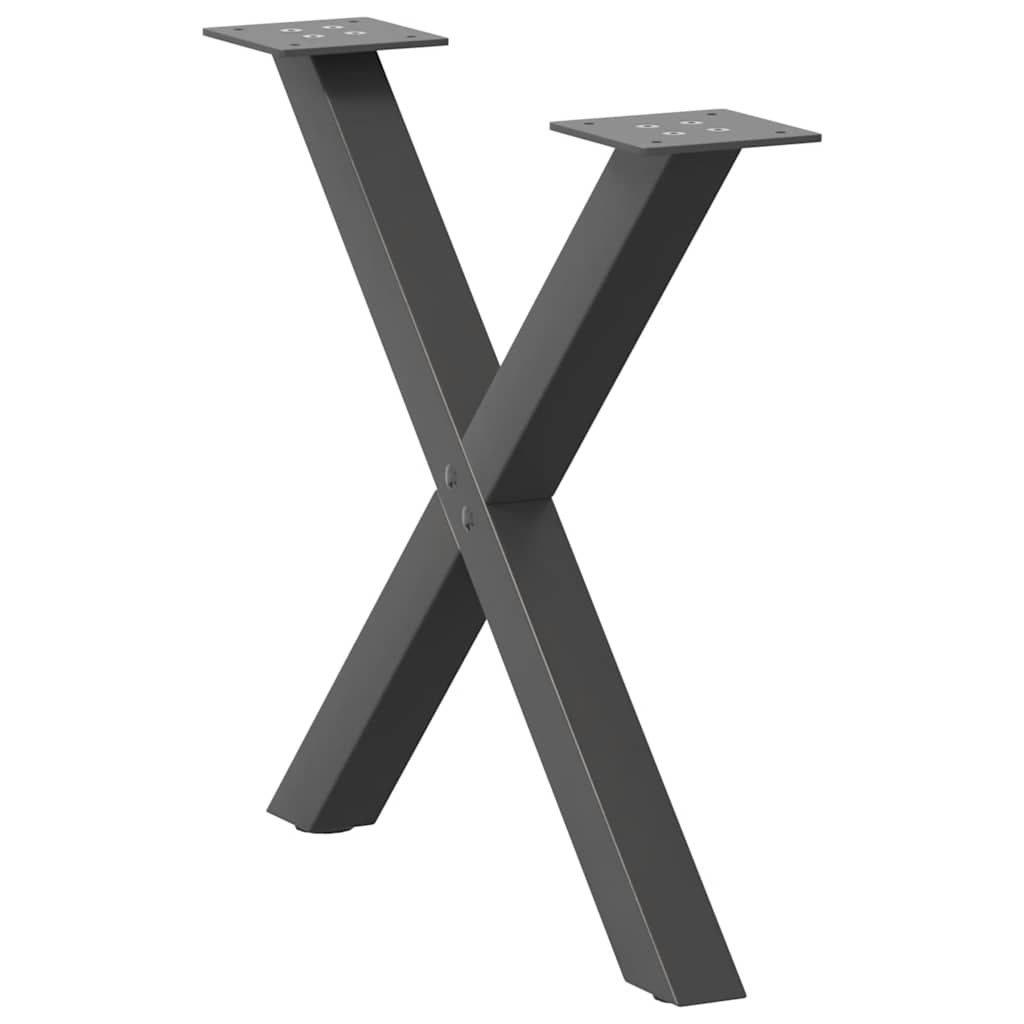 2 db antracitszürke X-alakú acél dohányzóasztal láb 50x(42-43) cm 4