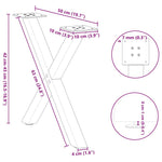 2 db antracitszürke X-alakú acél dohányzóasztal láb 50x(42-43) cm 10