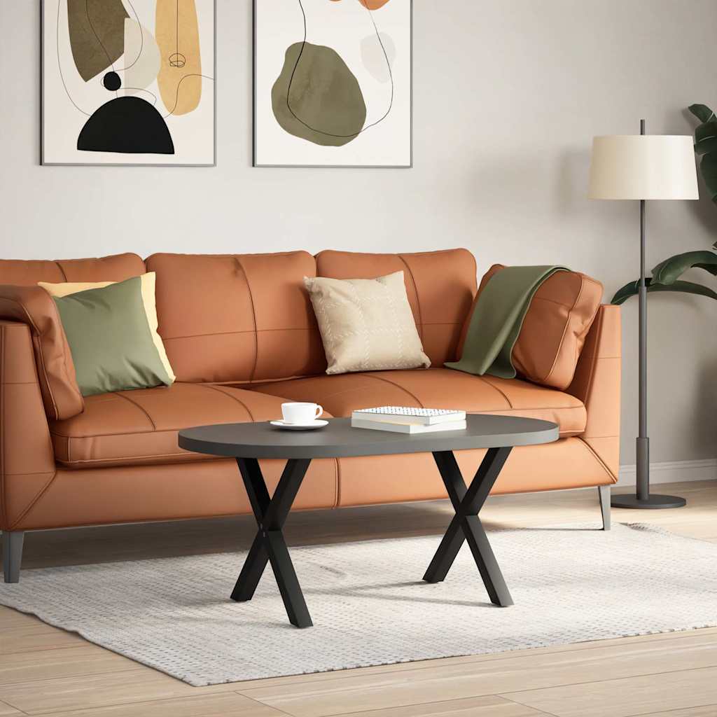 2 db fekete, X alakú acél dohányzóasztal láb 60 x (42-43) cm 2