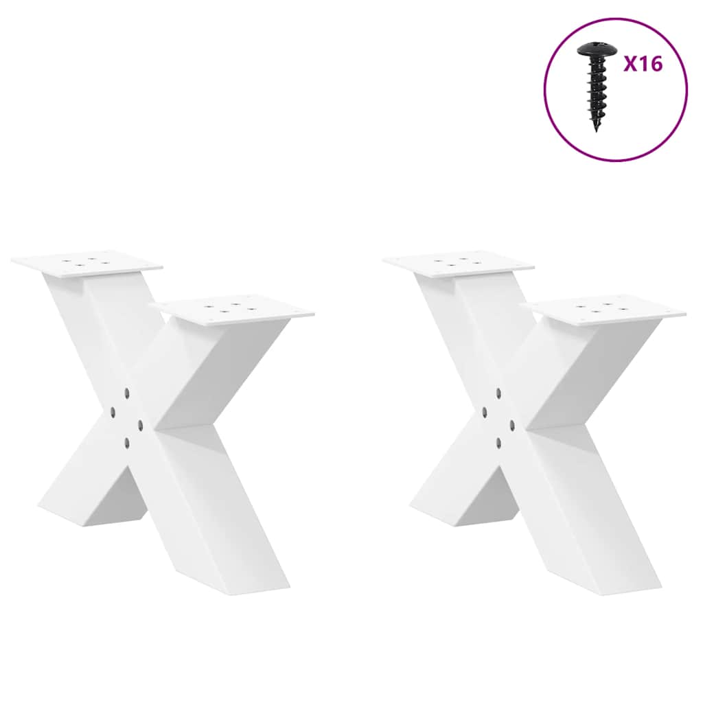 2 db fehér, X alakú acél dohányzóasztal láb 50 x (30-31) cm 3