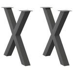 2 db antracitszürke X-alakú acél étkezőasztal láb 70x(72-73) cm