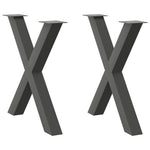 2 db antracitszürke X alakú acél étkezőasztal láb 80x(72-73) cm