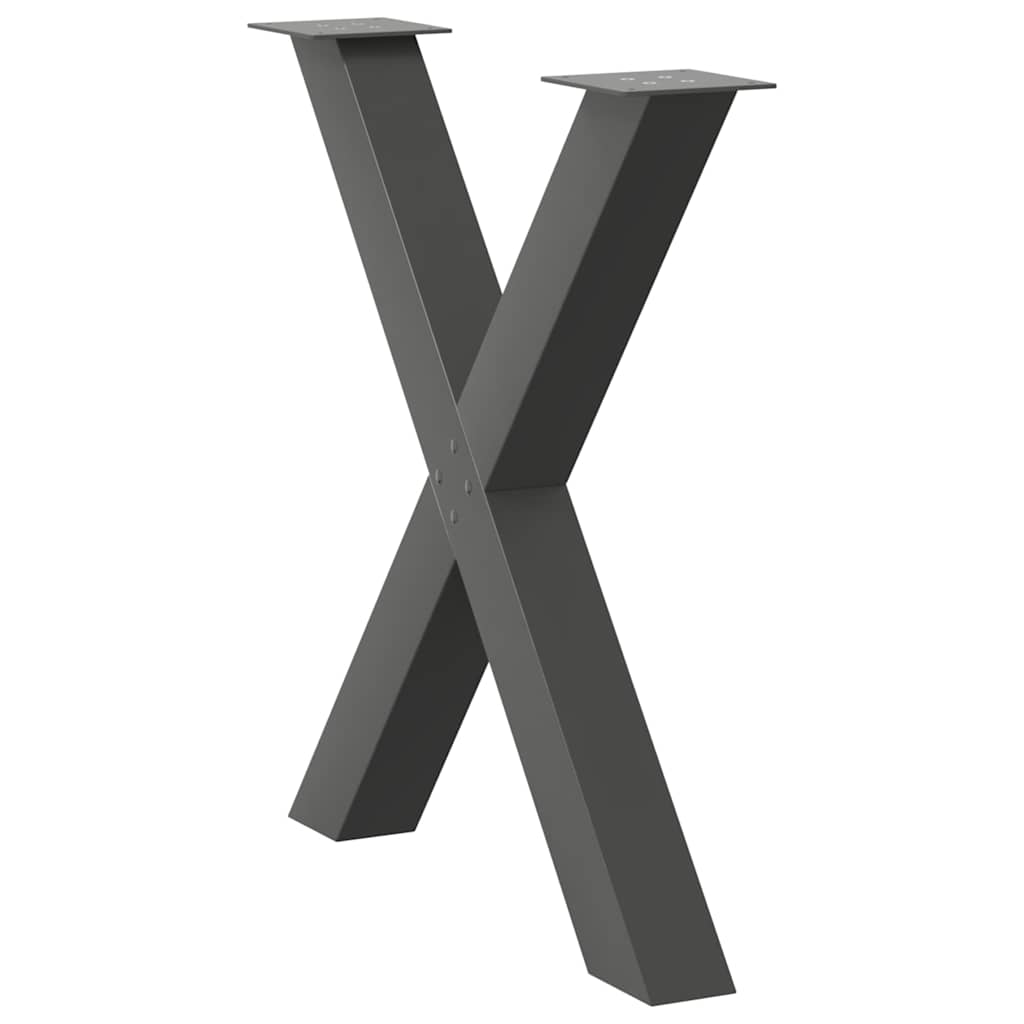 2 db antracitszürke X alakú acél étkezőasztal láb 80x(72-73) cm 4