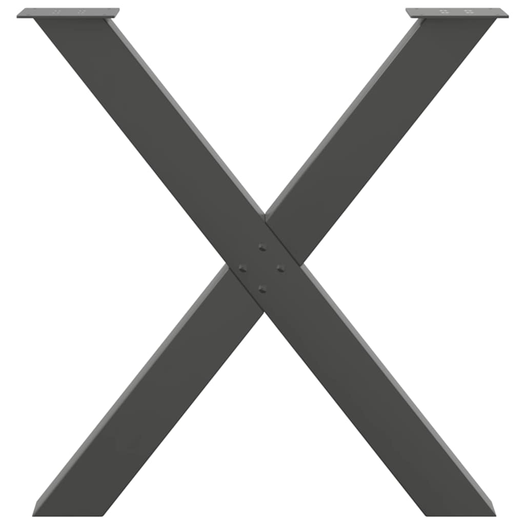 2 db antracitszürke X alakú acél étkezőasztal láb 80x(72-73) cm 5
