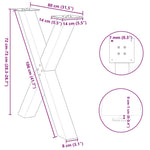 2 db antracitszürke X alakú acél étkezőasztal láb 80x(72-73) cm 10