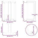 2 db fekete, T-alakú acél dohányzóasztal láb 28x25x(42-43) cm 10