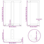 2 db fekete, T-alakú acél étkezőasztal láb 60x35x(72-73) cm 10