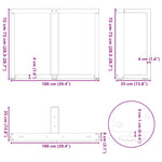2 db fehér, T-alakú étkezőasztal láb 100 x 35 x (72-73) cm acél 10