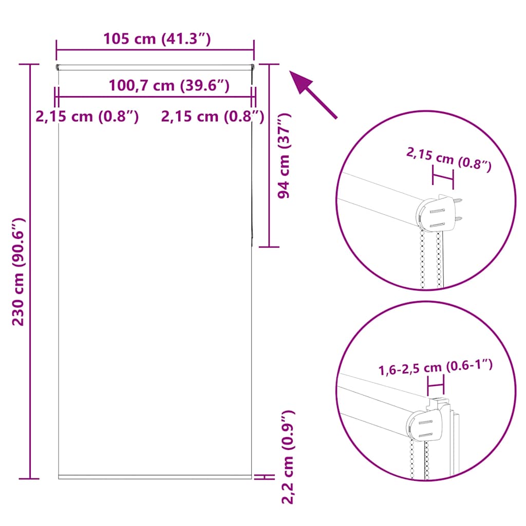 Redőny Blackout 105x230 cm Szövetszélesség 100,7 cm Poliészter 18