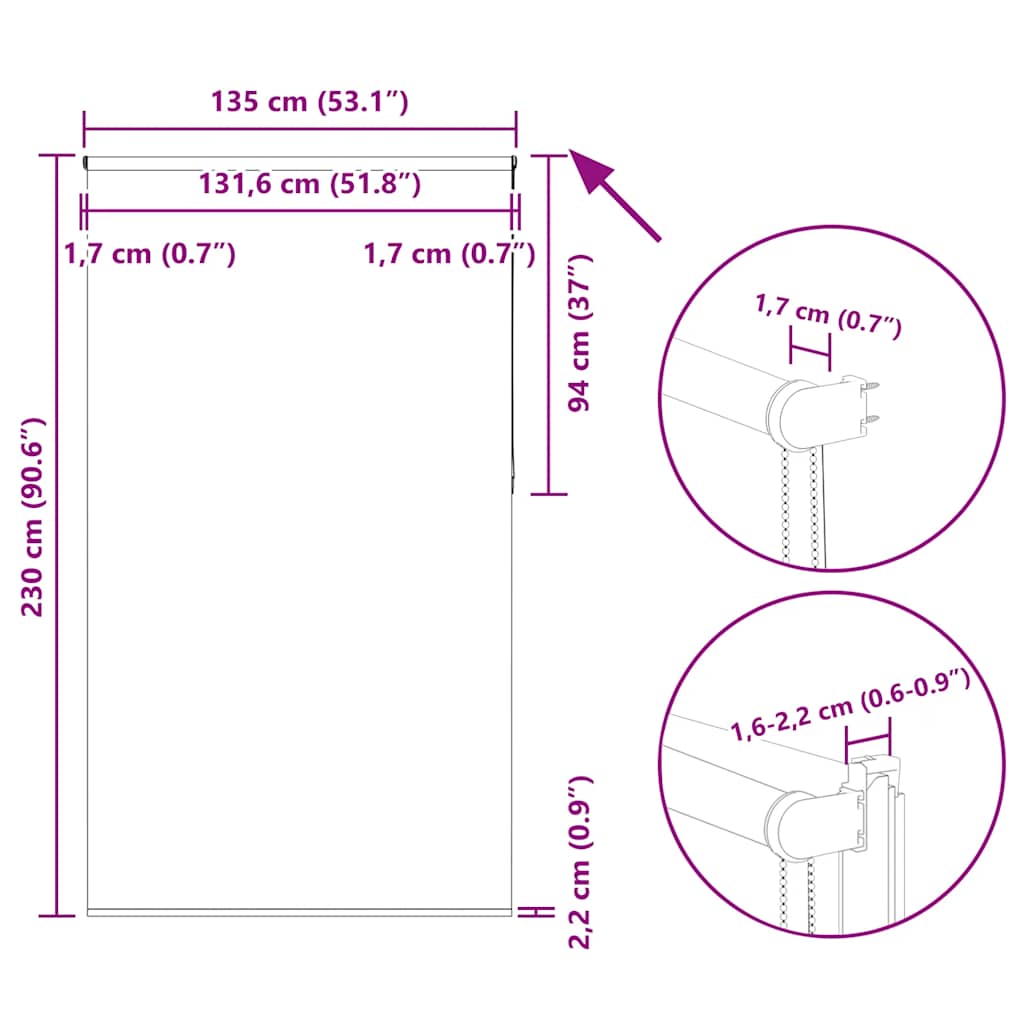 Redőny Blackout 135x230 cm szövetszélesség 131,6 cm poliészter 18