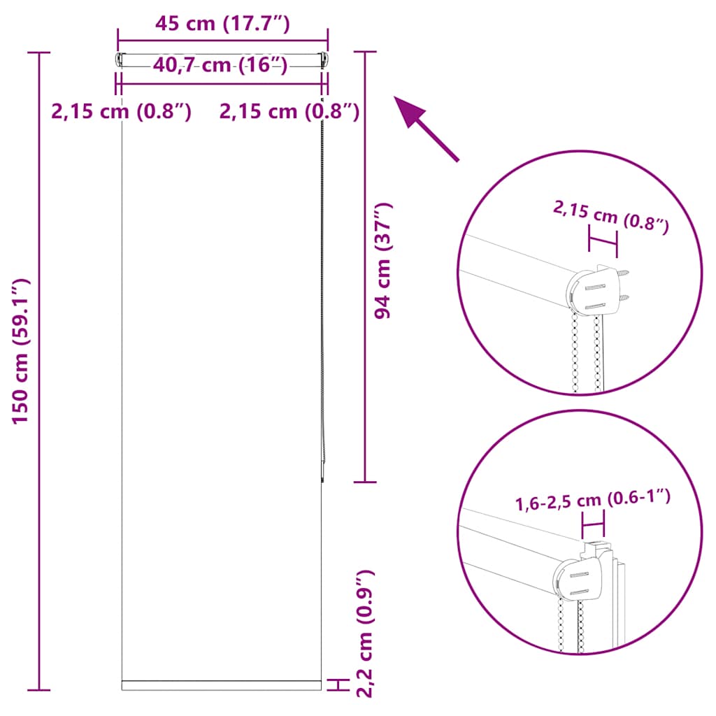 Redőny Blackout 45x150 cm szövetszélesség 40,7 cm poliészter 18