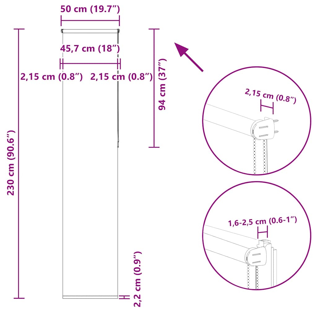 Redőny Blackout 50x230 cm szövetszélesség 45,7 cm poliészter 18