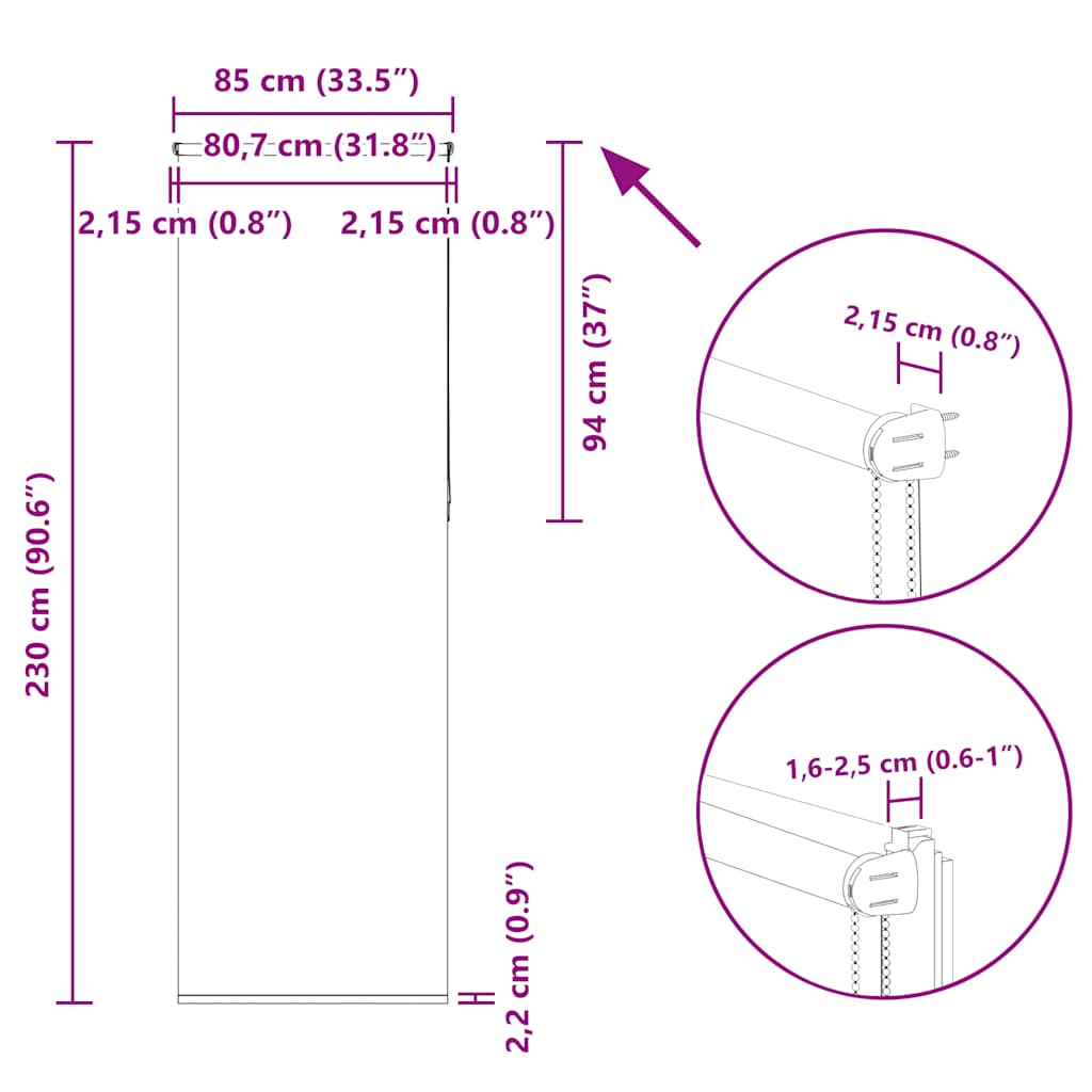 Redőny Blackout 85x230 cm szövetszélesség 80,7 cm poliészter 18