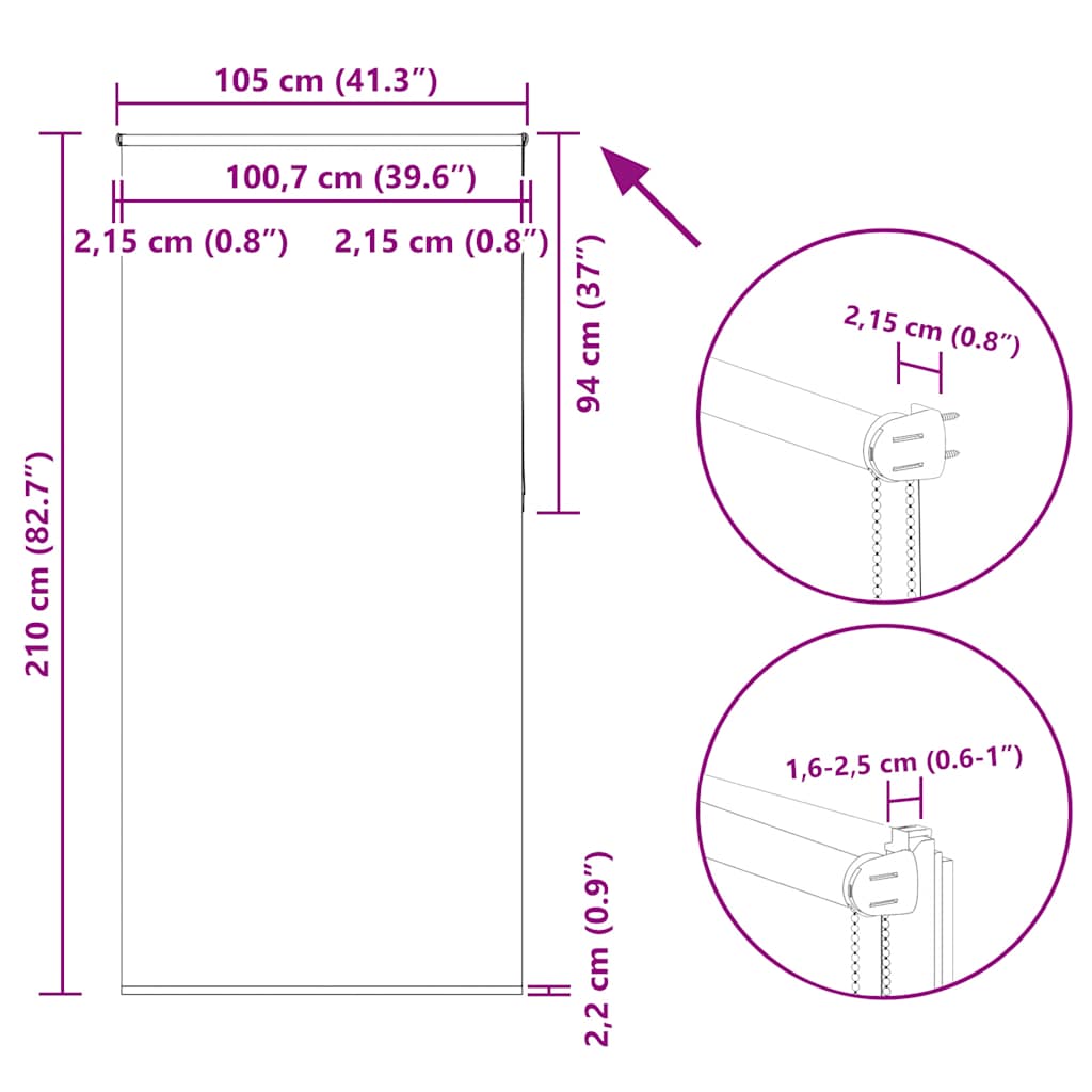 Redőny Blackout 105x210 cm Szövetszélesség 100,7 cm Poliészter 17