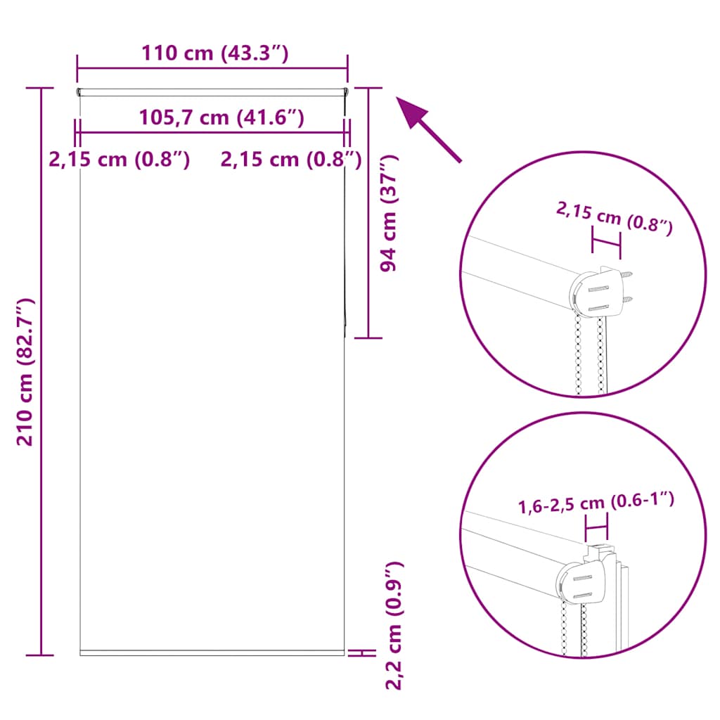 Redőny Blackout 110x210 cm szövetszélesség 105,7 cm poliészter 18