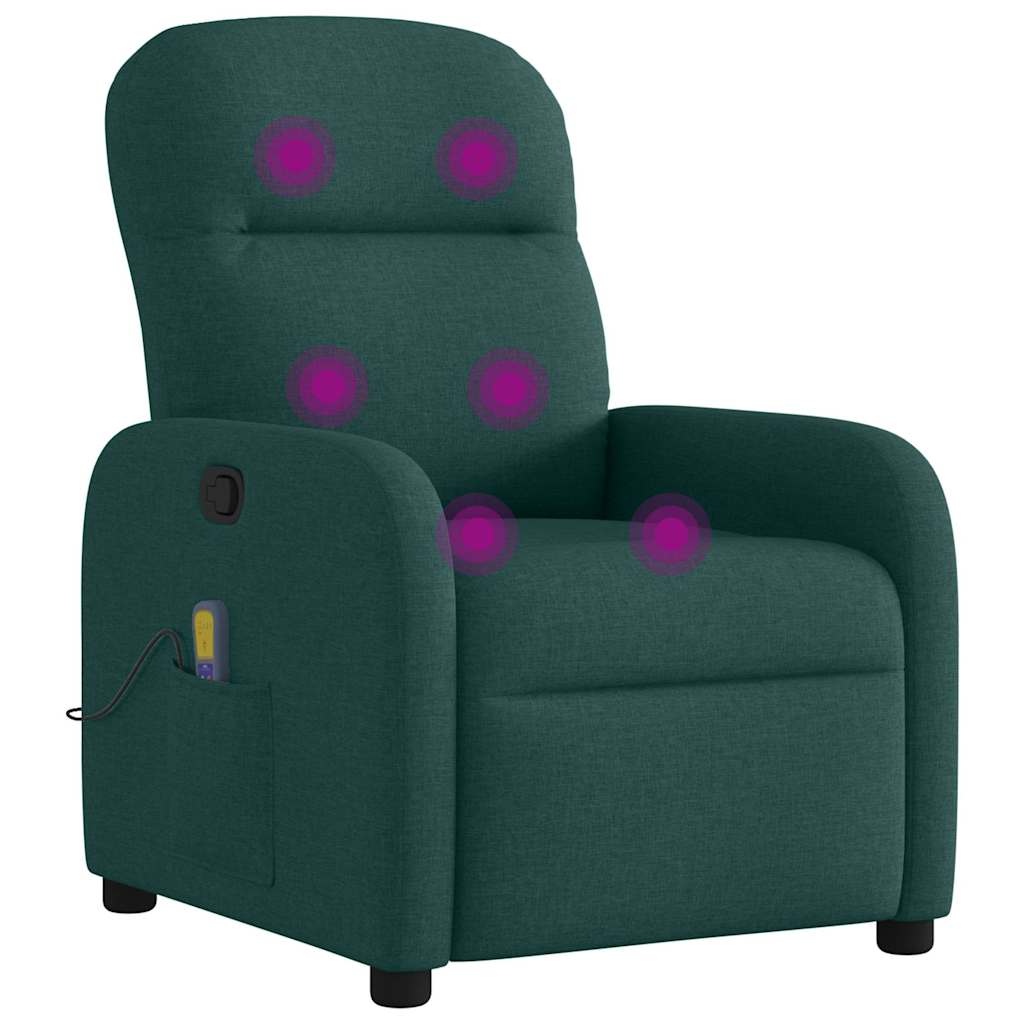 Sötétzöld szövet dönthető masszázsfotel 6