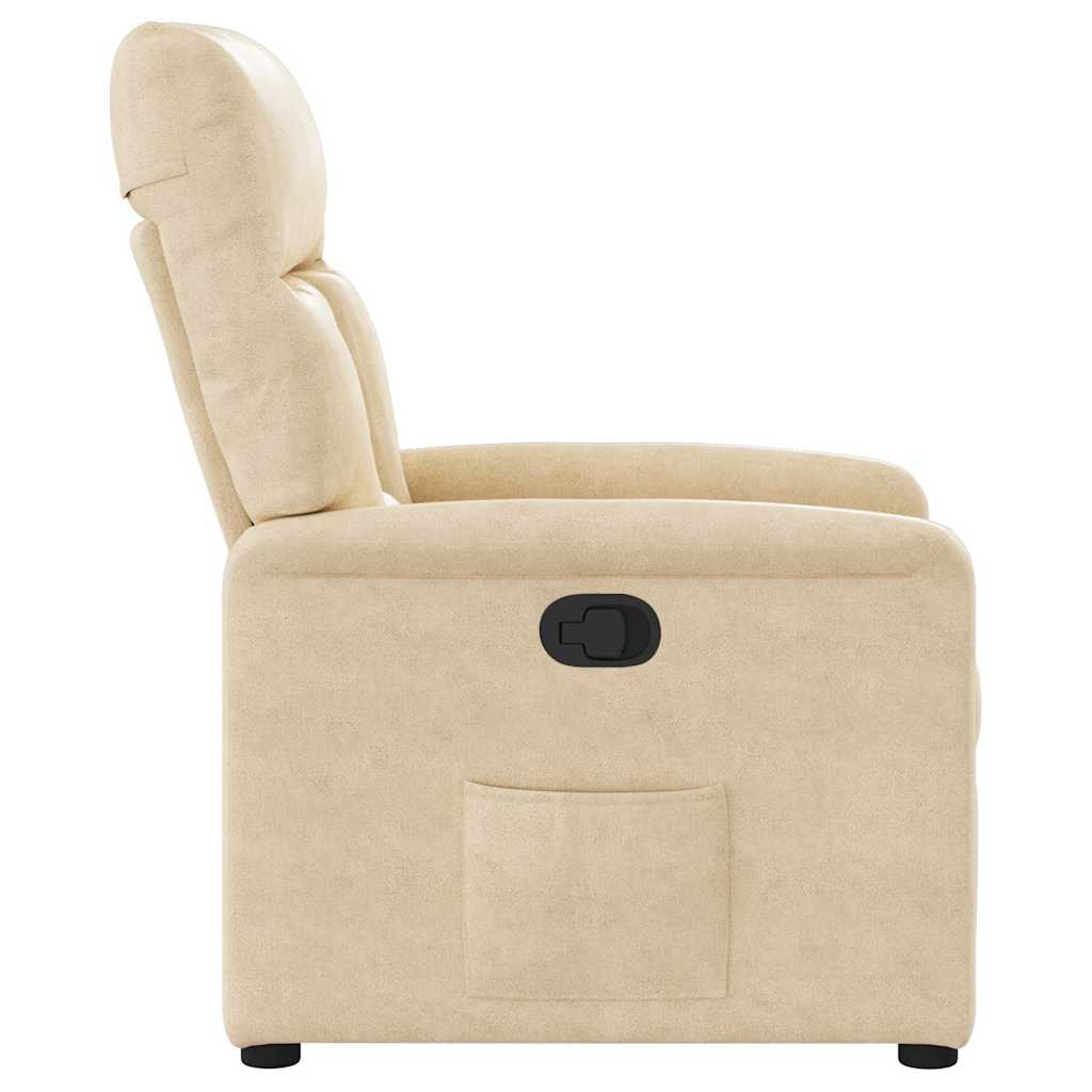 Krémszínű mikroszálas szövet dönthető fotel 4