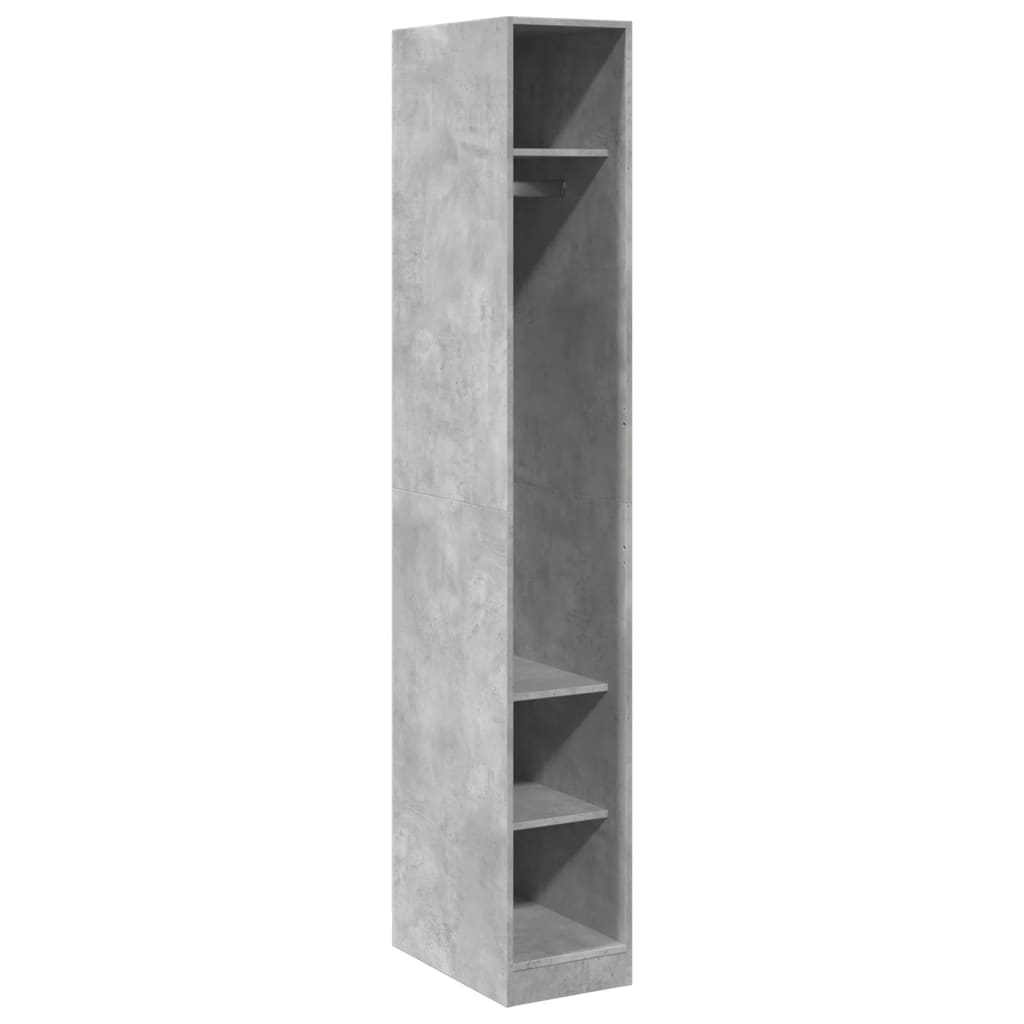 Betonszürke szerelt fa ruhásszekrény 30 x 50 x 200 cm 2