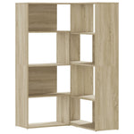 4 szintes sonoma tölgy szerelt fa sarok könyvespolc 85x85x140cm 2