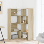 4 szintes sonoma tölgy szerelt fa sarok könyvespolc 85x85x140cm 3
