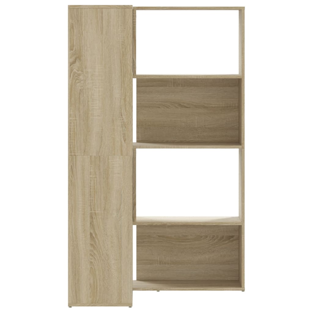 4 szintes sonoma tölgy szerelt fa sarok könyvespolc 85x85x140cm 5