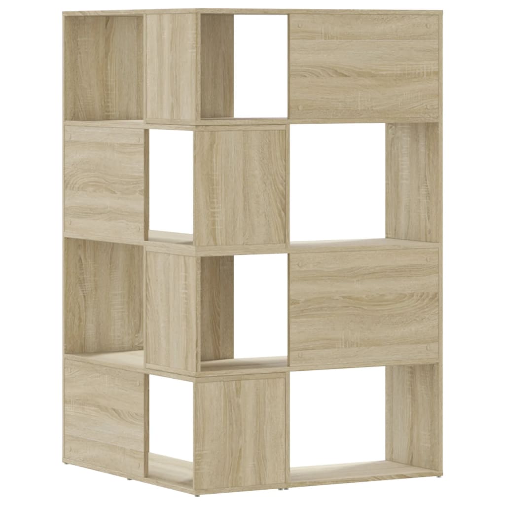 4 szintes sonoma tölgy szerelt fa sarok könyvespolc 85x85x140cm 6