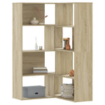 4 szintes sonoma tölgy szerelt fa sarok könyvespolc 85x85x140cm