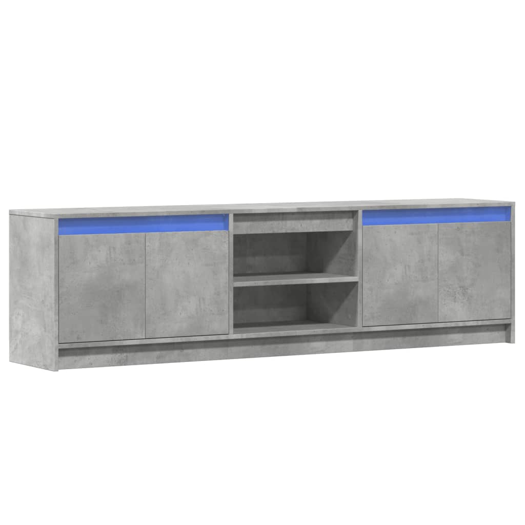 Betonszürke szerelt fa TV-szekrény LED-ekkel 180 x 34 x 50 cm 3