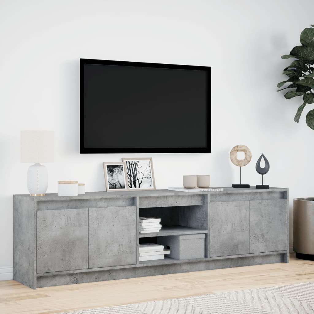 Betonszürke szerelt fa TV-szekrény LED-ekkel 180 x 34 x 50 cm 4