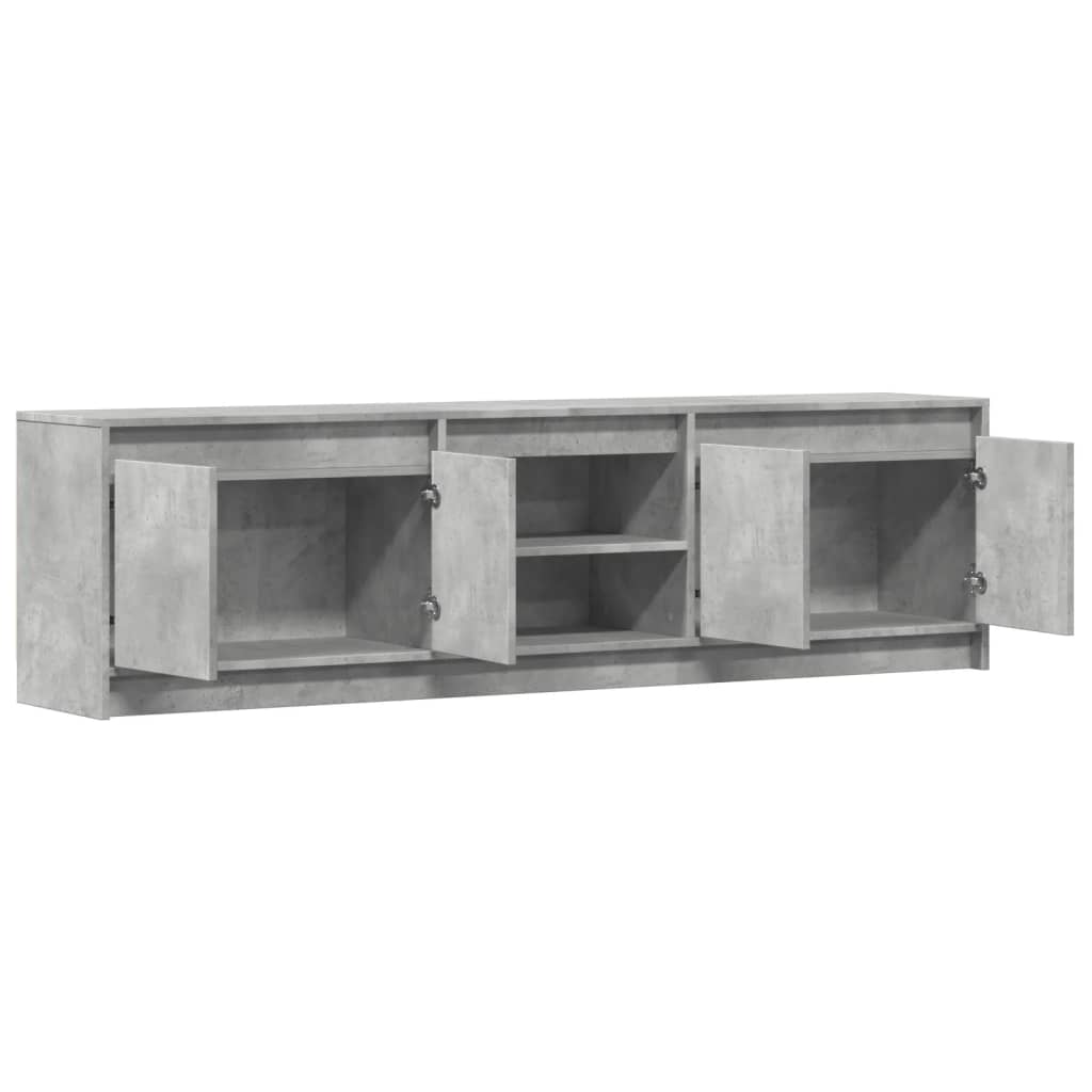Betonszürke szerelt fa TV-szekrény LED-ekkel 180 x 34 x 50 cm 9