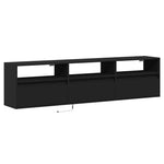 Fekete TV fali szekrény LED-del 180x31x45 cm 3