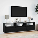 Fekete TV fali szekrény LED-del 180x31x45 cm 4