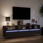 Fekete TV fali szekrény LED-del 180x31x45 cm 5