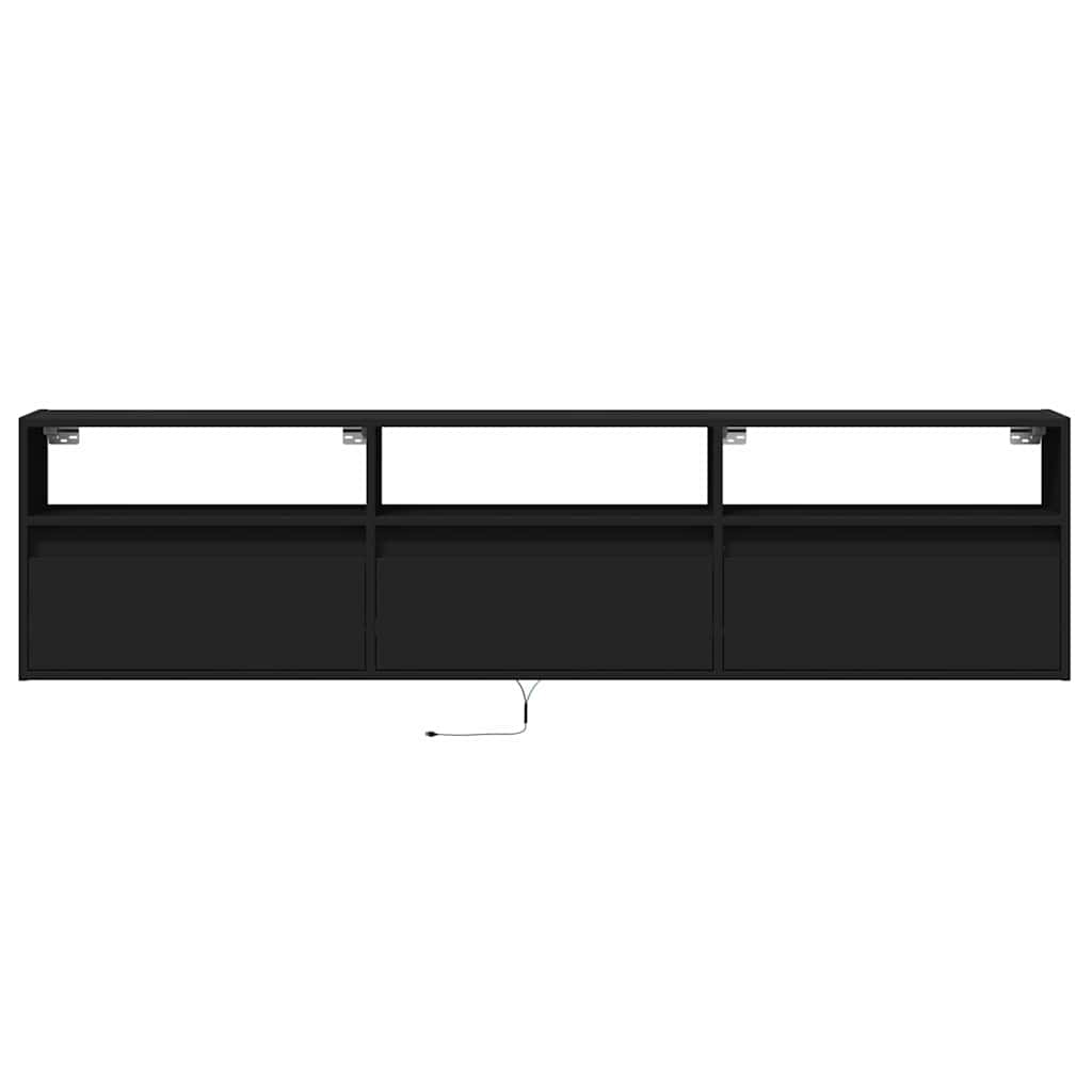 Fekete TV fali szekrény LED-del 180x31x45 cm 6