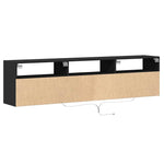 Fekete TV fali szekrény LED-del 180x31x45 cm 8