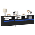 Fekete TV fali szekrény LED-del 180x31x45 cm