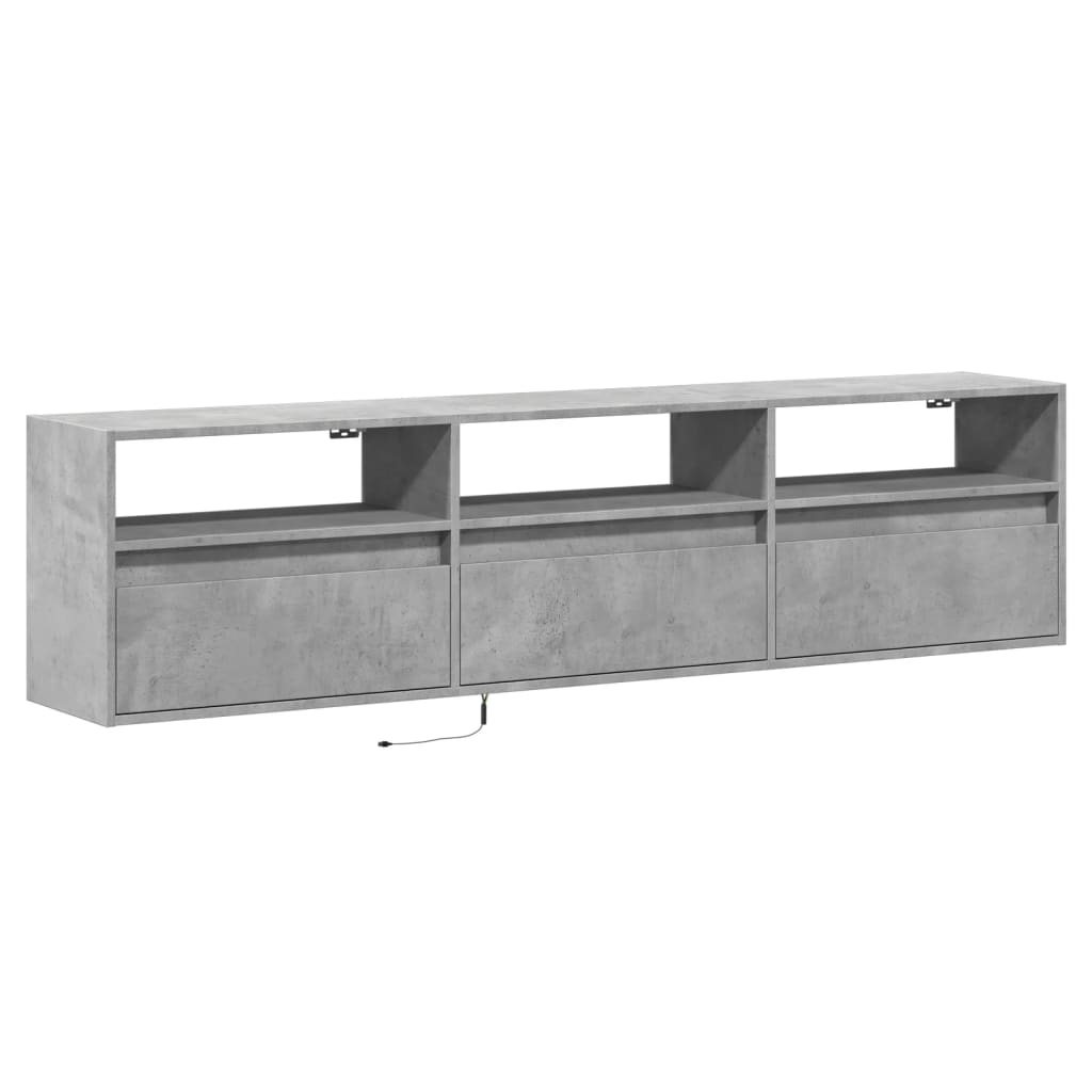 Fehér falra szerelhető TV-szekrény LED-del 180 x 31 x 45 cm 3