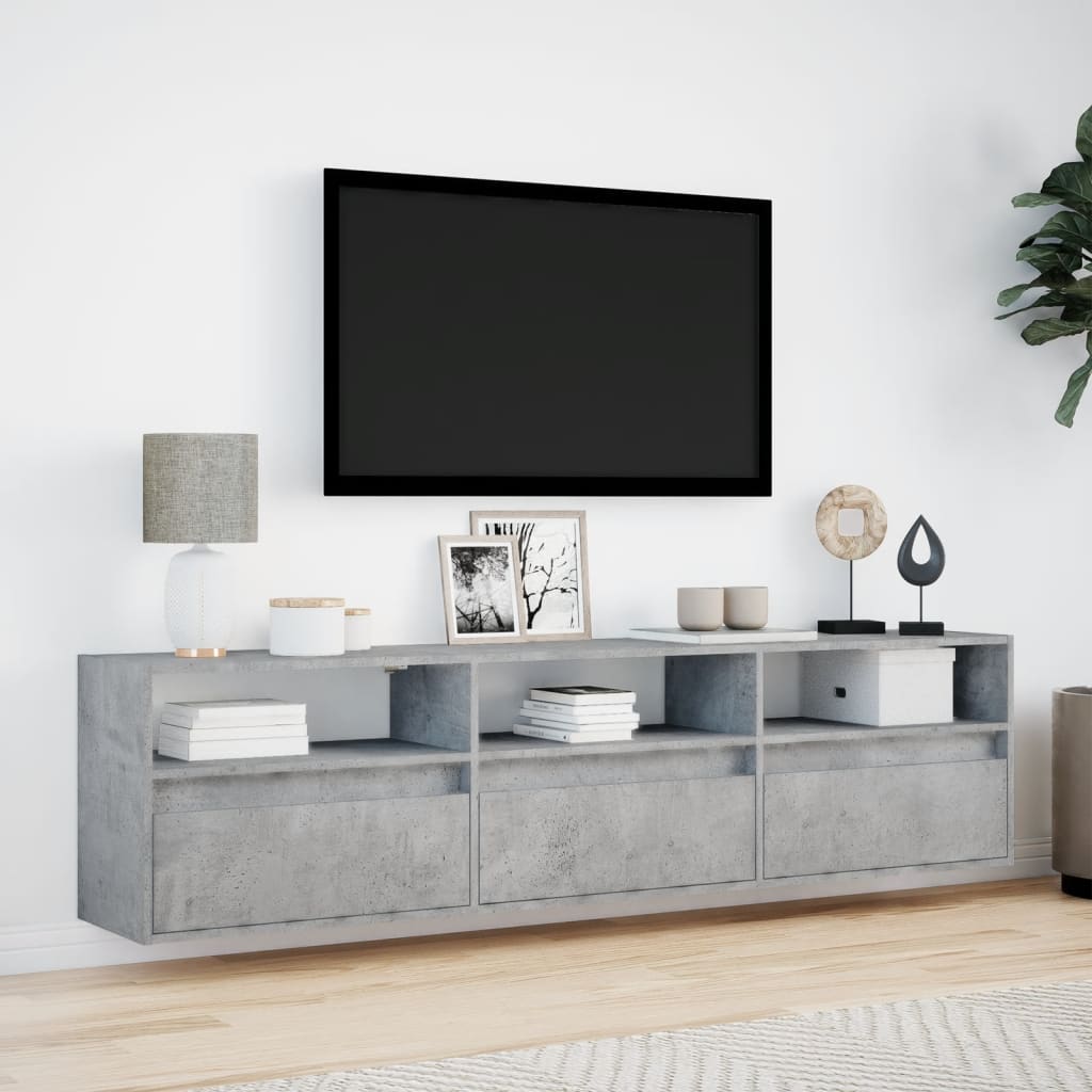 Fehér falra szerelhető TV-szekrény LED-del 180 x 31 x 45 cm 4